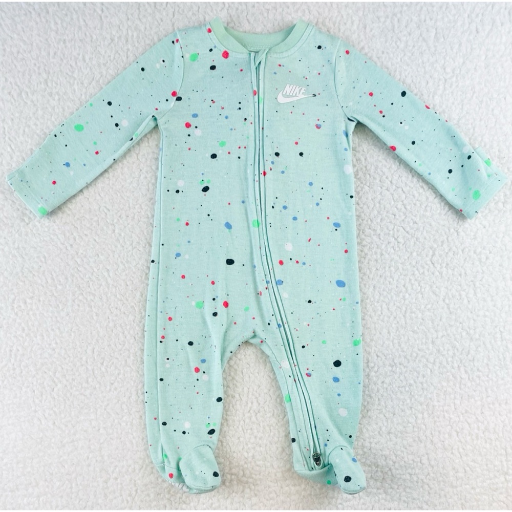 NIKE • Mint/Multi Dotted Sleeper Footie Pajamas, 6M - Picture 2 of 15